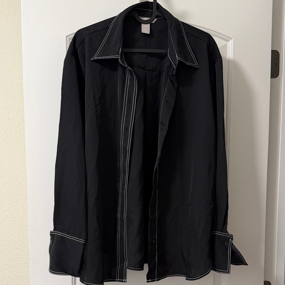 H&M Black Shirt with White Accents